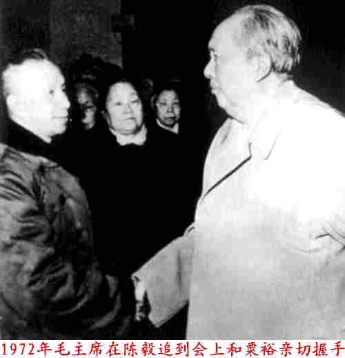 1972年毛澤東在陳毅追悼會上和粟裕親切握手| 紀念毛主席